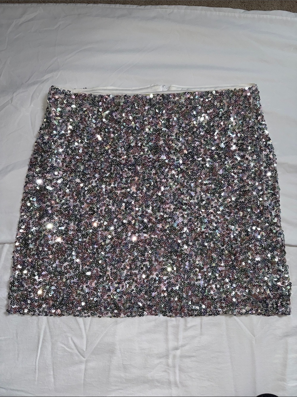 ASOS Iridescent Sequin Mini Skirt in Pink and Silver